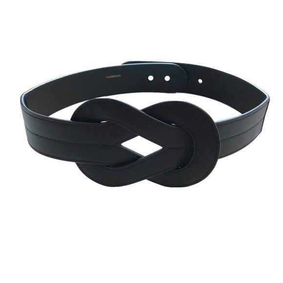 Zimmermann Interlocked Waist Belt Womens Small Medium Black Leather Interlocking - Picture 2 of 12